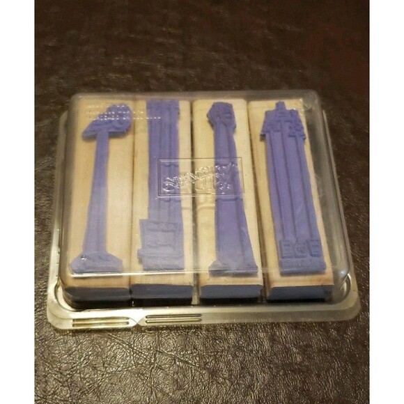 Stampin' Up 4 Piece Wood Base Rubber  Stamp Set "Along the Same Lines" Holiday - Picture 5 of 8